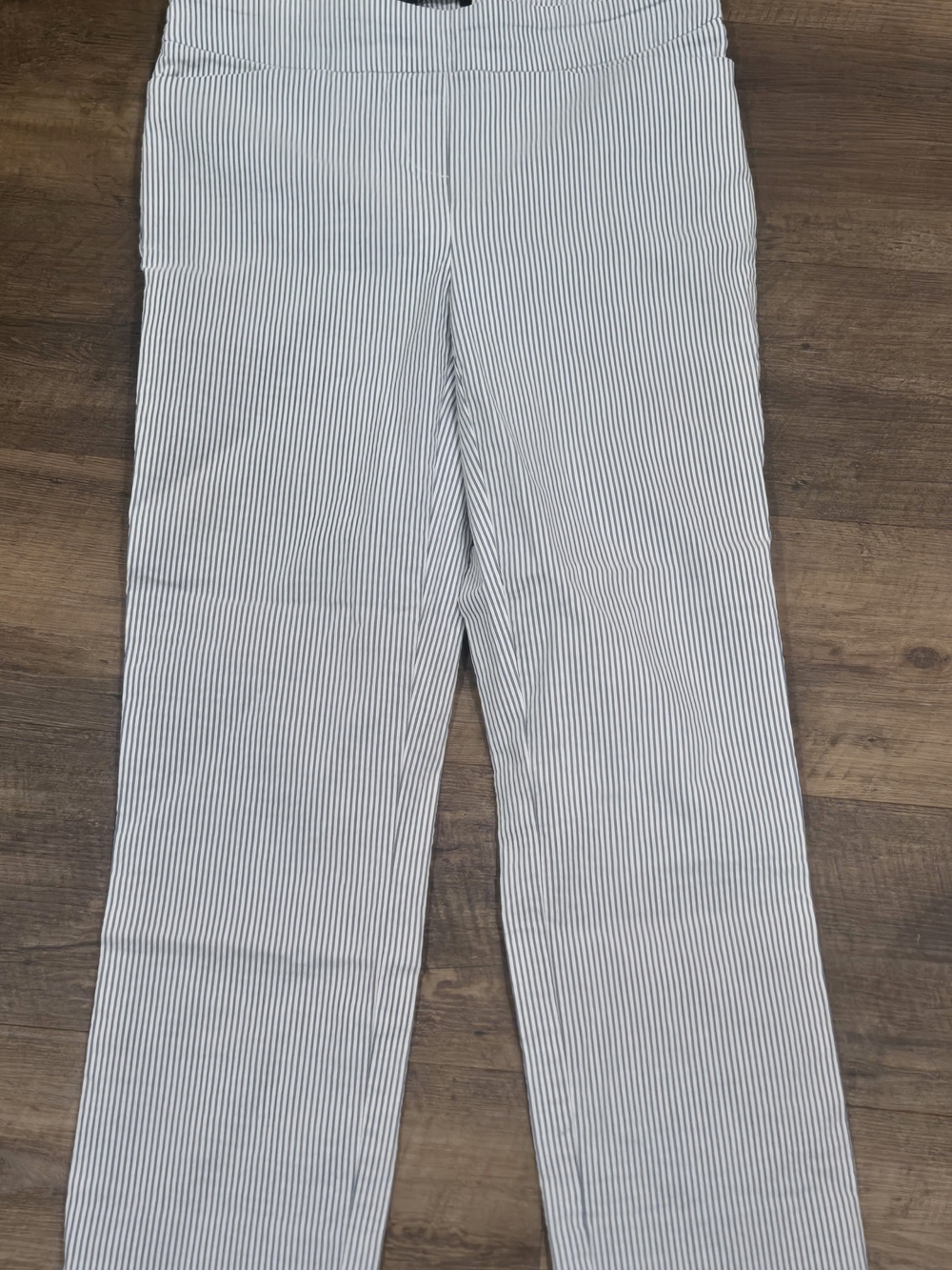 Hilary Radley Women's Blue White Striped Stretch Slim Ankle Pants